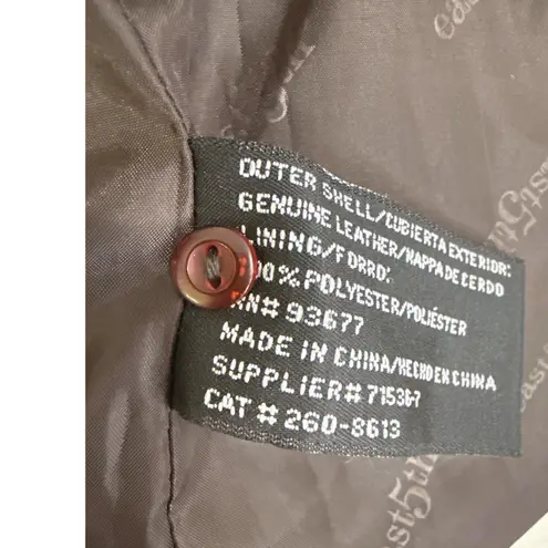 East 5th  Leather Blazer‎ Jacket Brown Button Front Career Office Large