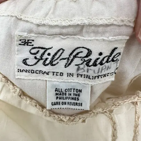 Vintage Boho Crochet Cream Tan Midi Skirt Elastic Pull On Waist Cottagecore