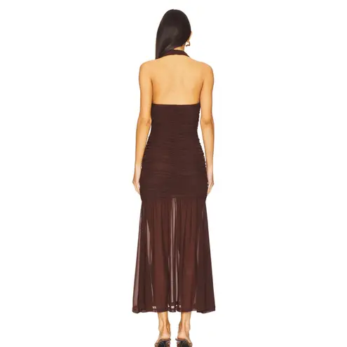 Bardot x REVOLVE Sephera Halter Mesh Midi Dress in Chocolate