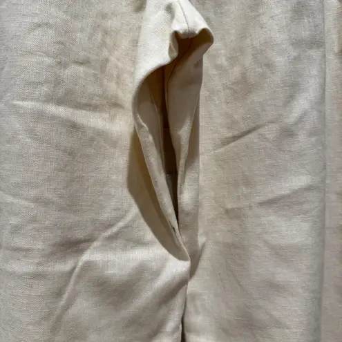 Abercrombie & Fitch Abercrombie Fitch Linen Blend Wide Leg Palazzo Trouser Pants Beige Large Short - Image 10