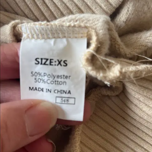 Comfy Tan Pullover Snap up Turtleneck Sweatshirt New Size XS