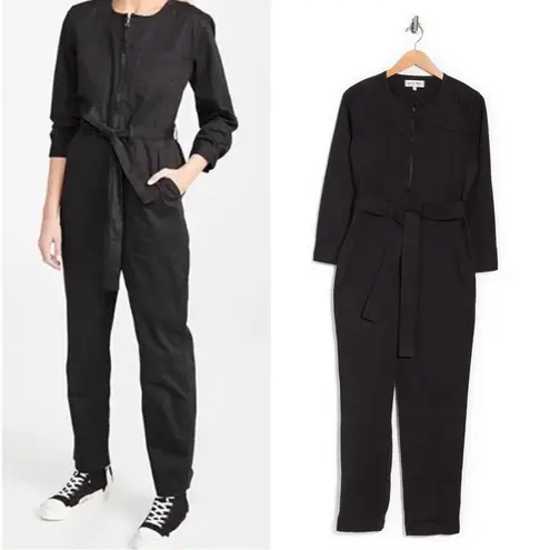 Alex Mill • Jo Belted Jumpsuit black twill utility boilersuit coverall tie waist