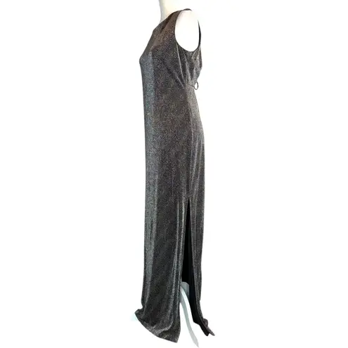 Vintage Cachet Evening Gown 12 Low Back Dress Sparkle Slit Floor Length USA Made Black