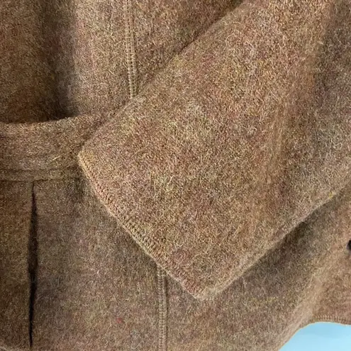 Pura Vida Brown Boiled Wool Sweater Wrap Front Diagonal Button Front Y2K Grunge Size L