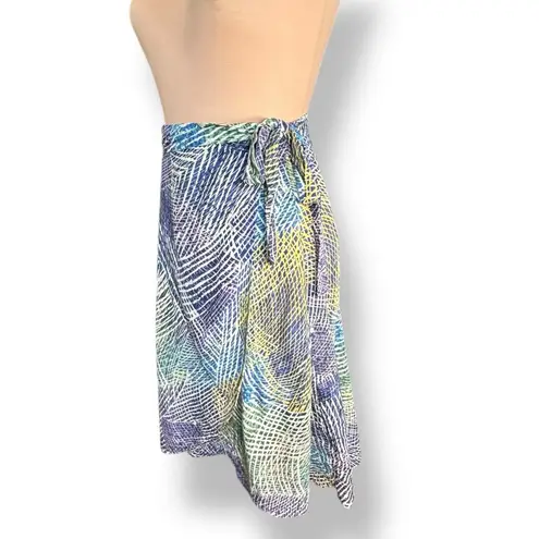 Jams World Hibiki It’s A Wrap Skirt XL Abstract Print Blue Green Yellow Resort