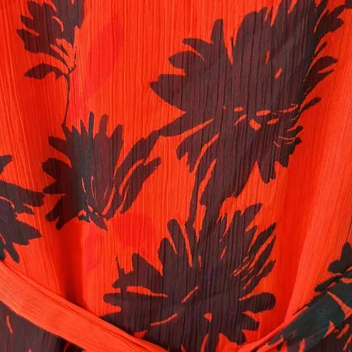 Donna Morgan NWT Belted Trapeze Dress W/Ruffle Cold Shoulder Size 14 Floral