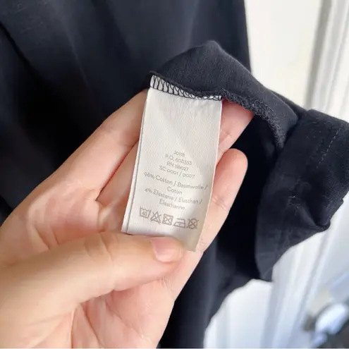 Boden • Casual Jersey Dress surplice black cotton knit day cap sleeve a