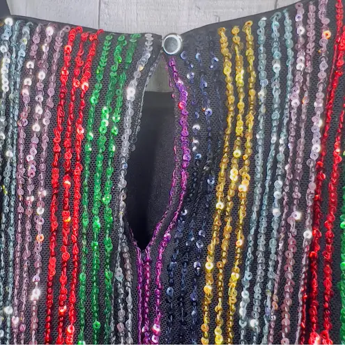 International Concepts XS Sequin Spaghetti Strap Tank Top Back Keyhole Closure Red