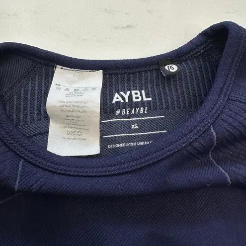 AYBL Balance v2 Seamless Long Sleeve Crop Top Shirt XS Blue Training Compression