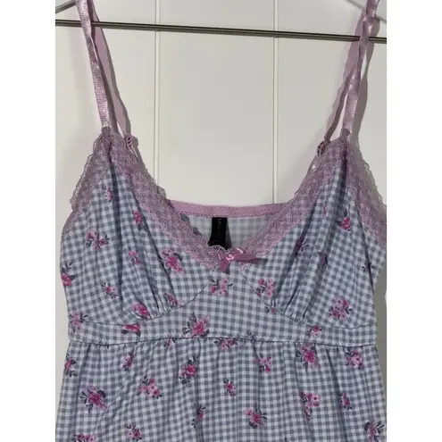 Laura Ashley Vintage Y2K Gingham Floral Lace Trim Cami · Cottagecore Babydoll
