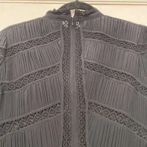 Ulla Johnson Stunning Black Lace Silk Kitty Dress Size 4 Pleated Cutouts Mini