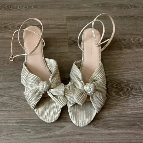 Loeffler Randall Dahlia Ankle Strap Knotted Sandal in Platinum, Size 12