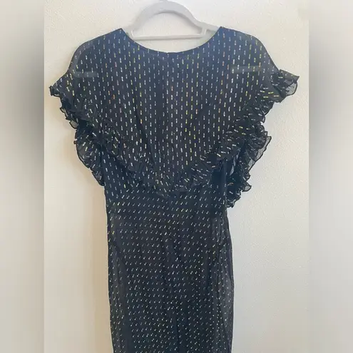 Rat & Boa Black Metallic Giorgia short sleeve V neck maxi dress L