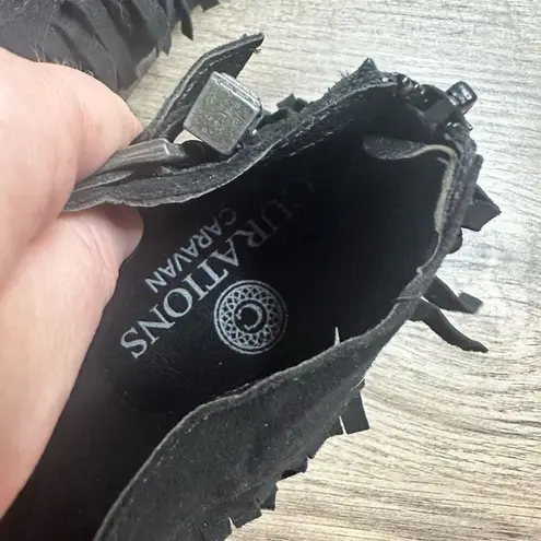 Curations Caravan Women’s 5M Black Fringe Sandals Shoes Size 5