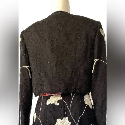 Styleworks Wicked 1990s Beaded Cocktail Dress with Jacket Sz 10 Black