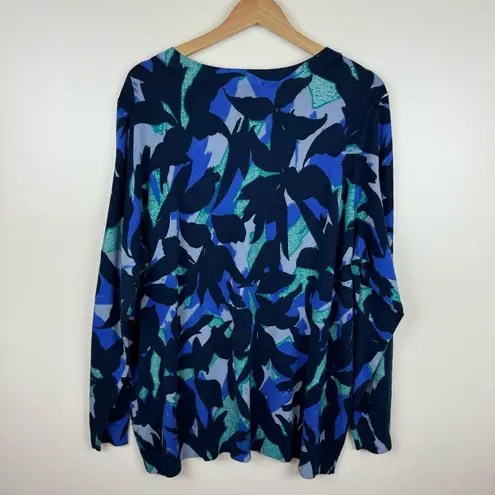 Susan Graver NWT‎  Womens Printed Crewneck Sweater in Navy Abstract Sz 2X | Artsy