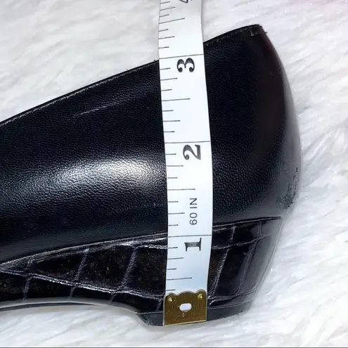 ROS HOMMERSON H36070 Womens Black Leather Snakeskin Wedge Dress Mules Shoes 7.5M Size 7.5