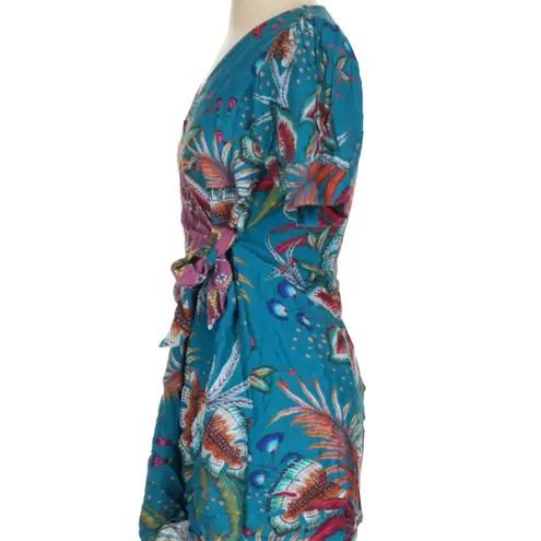 Farm Rio Floral Sparkle Mixed Wrap Dress size XS