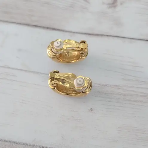 Swavorski Vintage Swarovski Clip On Earrings Statement Gold Tone & Clear Crystal