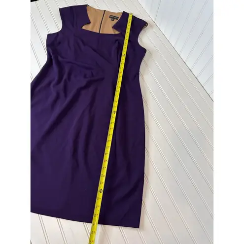 Connected Apparel Horseshoe Neck Side Tuck Sheath Dress Purple Midi Career Sz 18