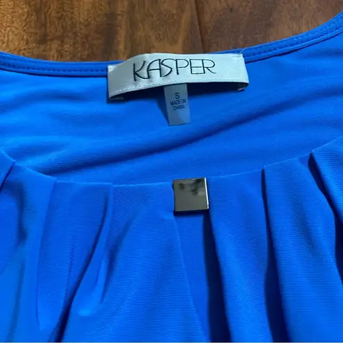 Kasper Work Business Top Sleeveless Blouse Blue Decorative Accent Size Small