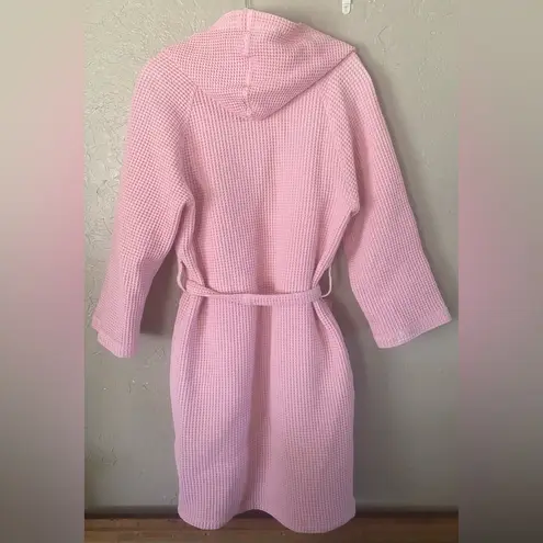 Relaxqua Vintage Pink Belted Waffle Hooded Robe Women's Made in Italy Size M Size M