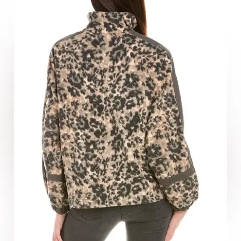 Johnny Was Calme Jacket Coat Half Zip Fleece Pullover Sweater Animal Print NWT M