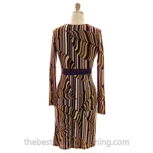 Custo Barcelona Stretch Knit Dress Abstract Leaf Print Designer Size 1 S