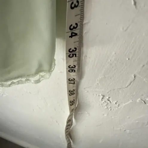 Vintage Shadowline Nightgown Slip Dress 36 Lace Trim Full Length 60s Coquette Green