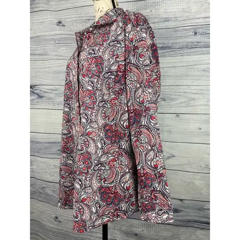 kim rogers  Curvy Button Front Shirt Womens Size 1X Paisley Long Sleeve Cotton