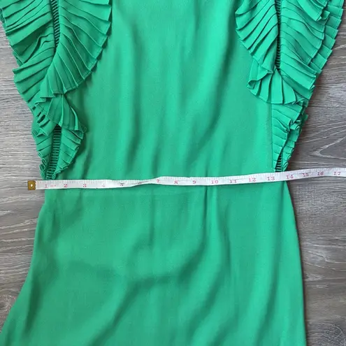 Maje Rolana Pleated-Shoulder Mini Dress - Green Small