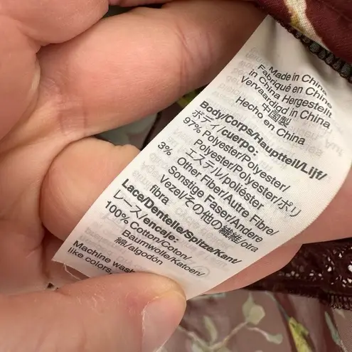 J. Crew Point Sur Ruffle Neck Popover Top Blouse Menagerie Bird Print Small Brown