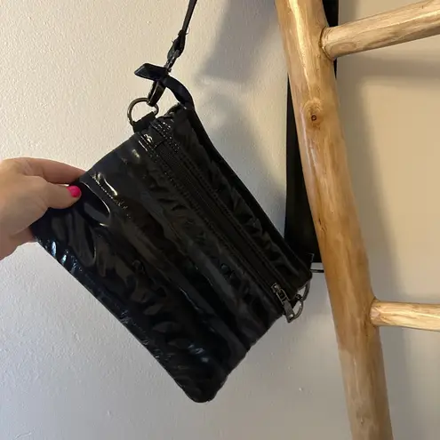 Think Royln Black Patent Quilted Crossbody Bum Bag Like New!