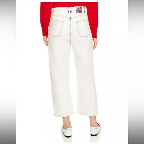 Sandro Rosine Cropped Wide-Leg Acid-Washed Jeans Sz 38