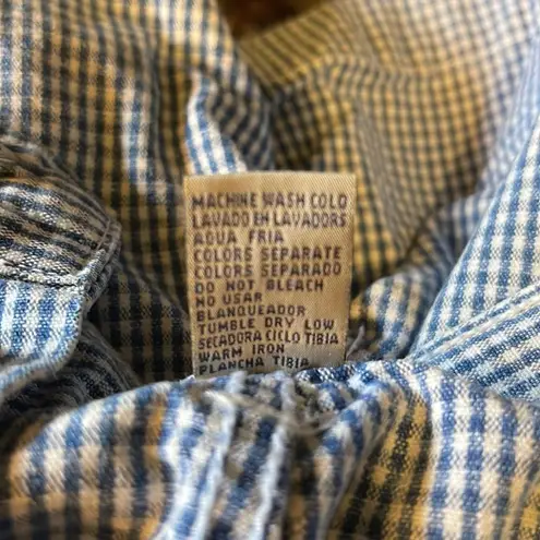 Vintage Kikomo Blue White Checkered Print Denim Shorts 1990s 28 Inch Waist