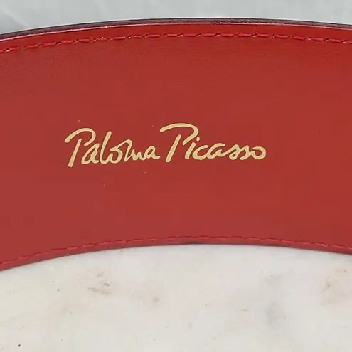 Paloma Picasso Red Leather Gold Chain Buckle Belt Made in Italy Vintage 31x2