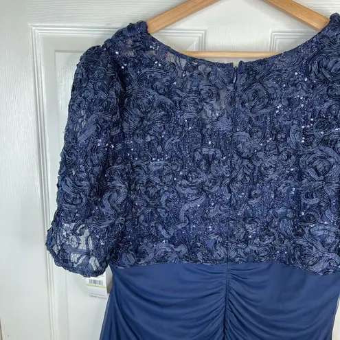 Alex Evenings  Lace Soutache Navy Blue Empire Waist Gown Formal Dress Size 18W