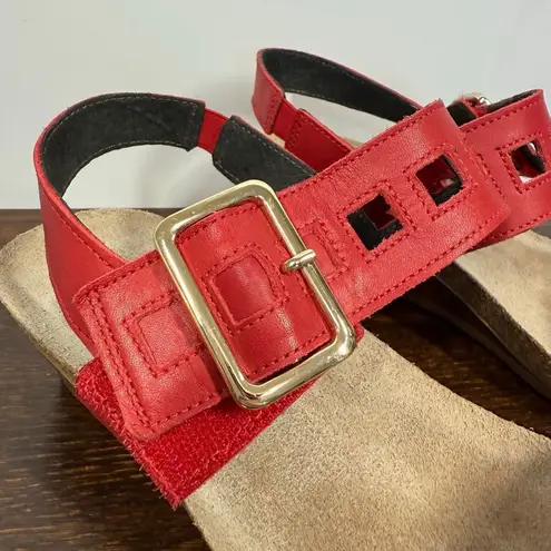 Naot Womens Dynasty Wedge Kiss Red Leather Sandal Size 39EU/8US