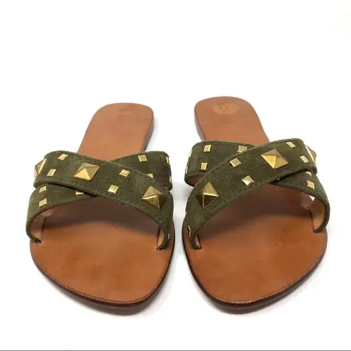 BO’EM PLAGE green suede slides Size 8