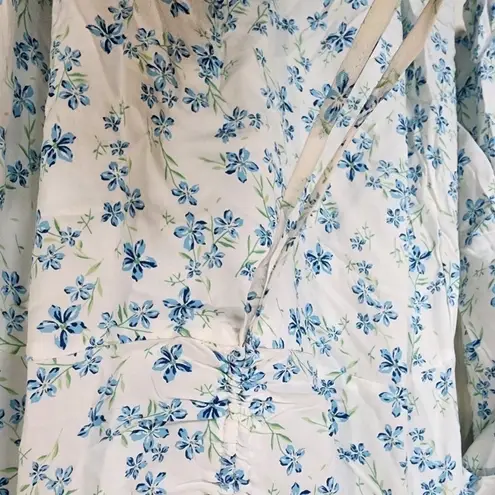 Bobeau Floral Bohemian Long Sleeve Ruched Women Medium Cottagecore fairy dress