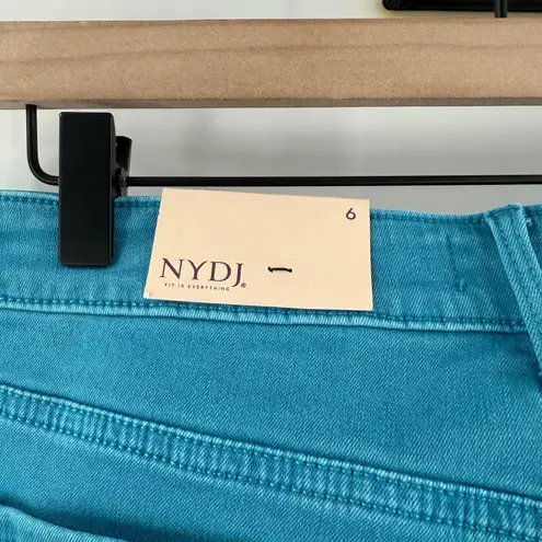 NYDJ Jeans Size 6 Capri Sideseam Slits Turquoise Blue NWT Cotton Stretch Classic