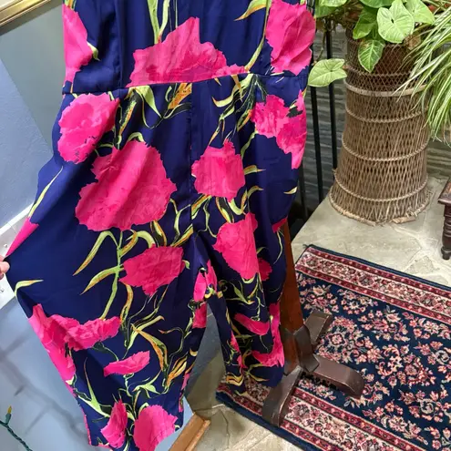 AX Paris Curve Blue and Pink Lightweight Relaxed Fit Floral Jumpsuit size 20
