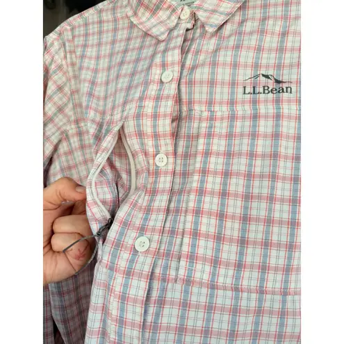 A6 L.L.Bean Women's XS Plaid Hiking Shirt UPF Quick Dry Pockets Travel Outdoor White