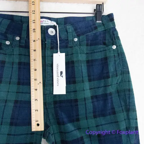 Vineyard Vines New!  green plaid high rise kick flare pants flannel Christmas, 29