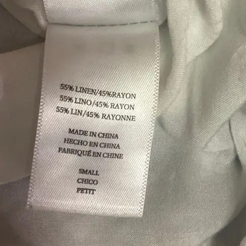 Rails Blue Emma St. Germain Linen V-neck Striped Drawstring Short Sleeve Dress S