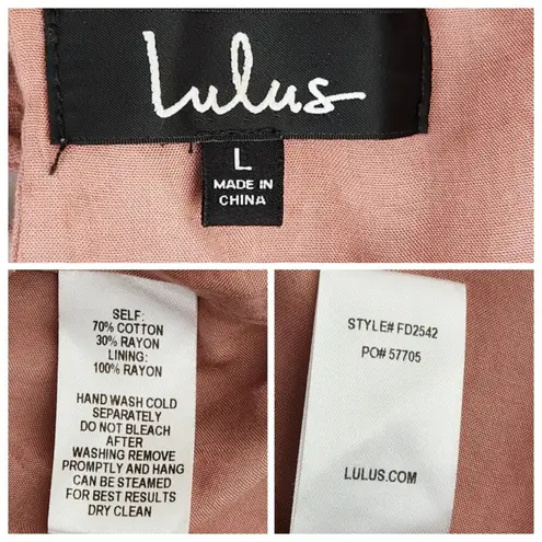 Lulus Sunshine Daydream Rusty Rose Short Sleeve Cutout Mini Dress Size L Pink Size L