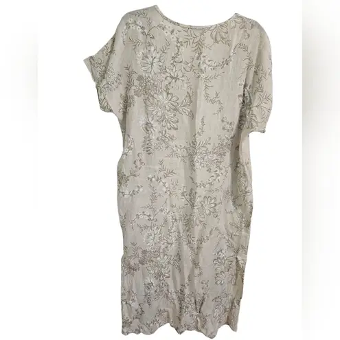 Elena Baldi Linen Duster Lace Floral Patterned Cream Kimono Made In Italy M