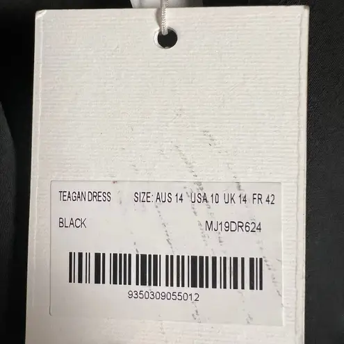 Misha Teagan Black Long Sleeve Blazer Collar Tie Waist Satin Mini Dress Size 10