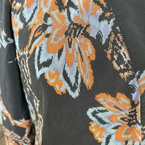 Twelfth Street by Cynthia Vincent Abstract Floral Silk Cardigan Small Blue