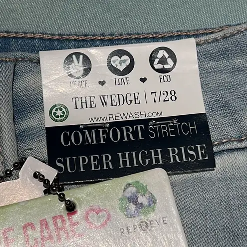 REWASH  The Wedge Super High Rose Frayed Jean Shorts